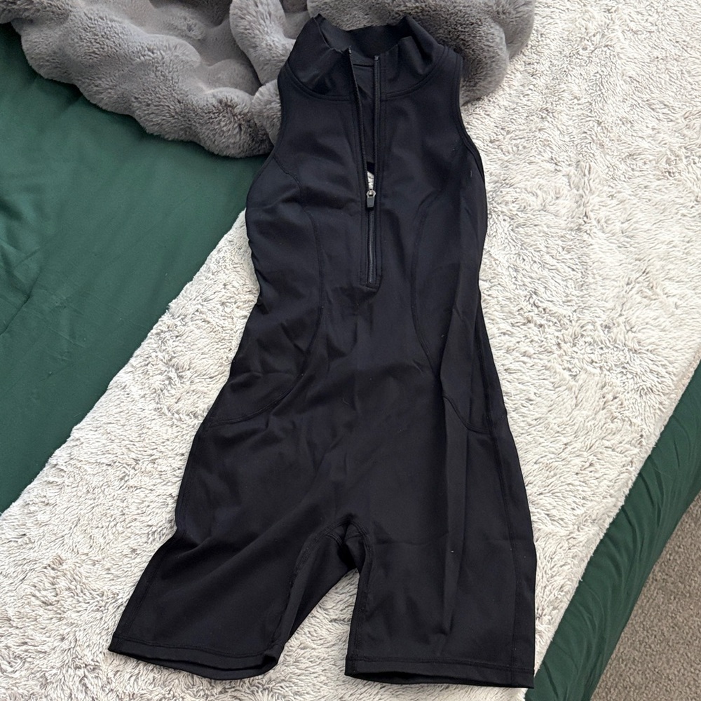 Black Sleeveless Zip-Front Jumpsuit Romper